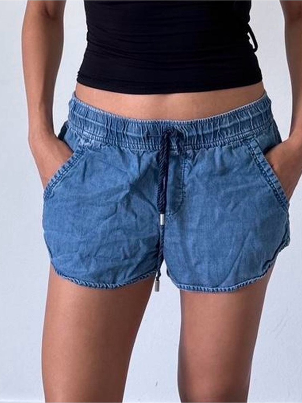 Loft Chambray Denim Drawstring Shorts Size XS NEW WITH TAGS